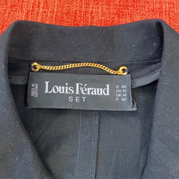 Louis Feraud Black Linen Blazer Jacket Gold Buttons - Picture 6 of 9